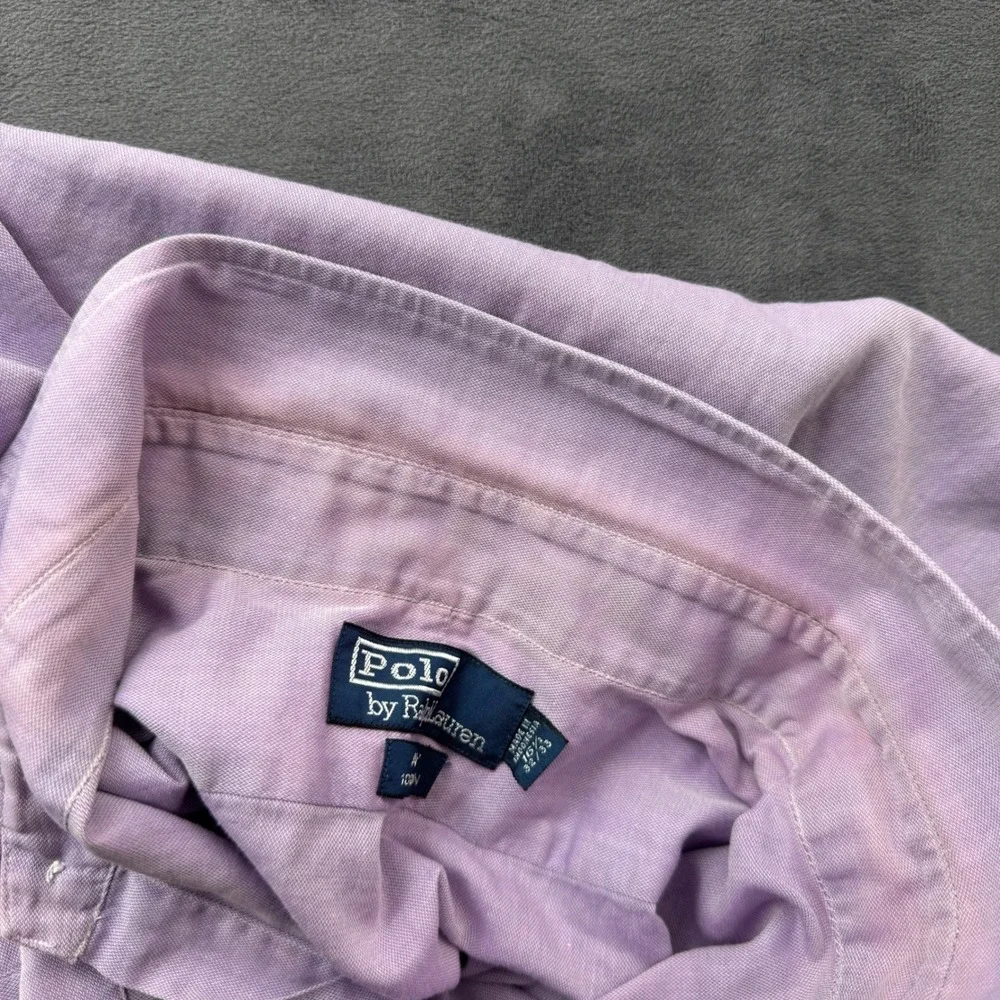 Polo Ralph Lauren Andrew Shirt Mens 16.5 32/33 Purple Cotton Button Down Faded